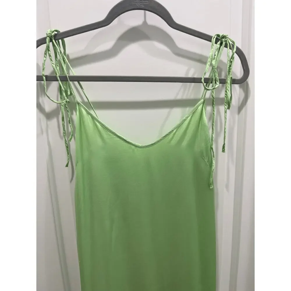 & Other Stories Shoulder Tie Midi Slip Dress in Green Sz 6